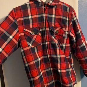 Never worn jacket flannel lined hooded